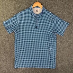 Pins & Aces Polo Shirt Men Large Blue Abstract Performance Golf Short Sleeve